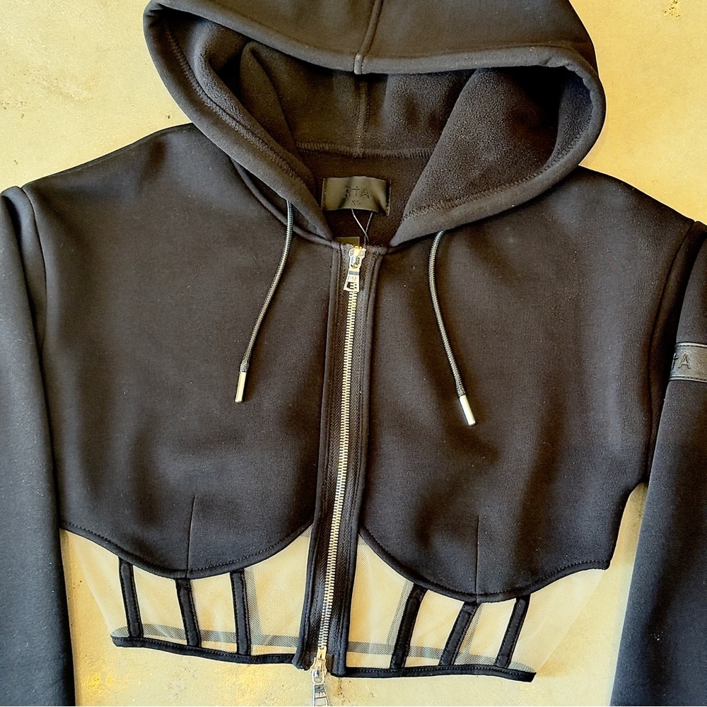 NWT RtA Nora zip-up Corset Hoodie Jacket Sz XSmall - Picture 5 of 16